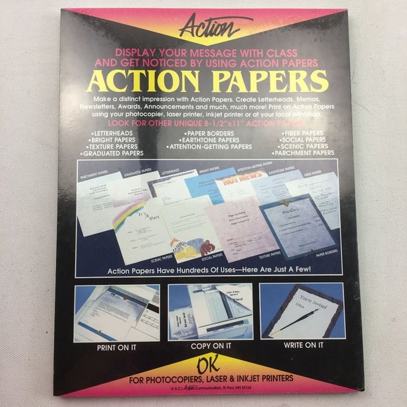 Action Letterheads 24lb Bond Paper 100 Sheets Office Green Marble - Picture 2 of 3